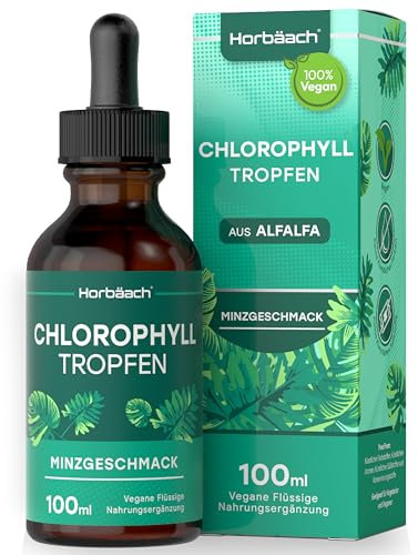 Chlorophyll Tropfen 100ml aus reinem Alfalfa | Vegane Chlorophyll Liquid | Hochdosiert & ohne Konservierungsstoffe | Horbaach