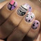 Danshinbow 24PCS Halloween Press on Nails Short Fake Nails Pumpkin Ghost Design Cute Cosplay False Nails Glossy And Full Cover Acrylic Nails for Women (Purple, One size)