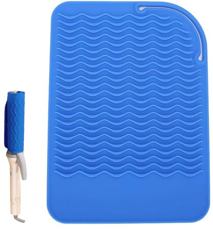 Funda de silicona resistente al calor,Almohadilla Resistente Al Calor,Alfombrilla Resistente al Calor Para Rizadores,Estera de Silicona Resistente al Calor,Azul