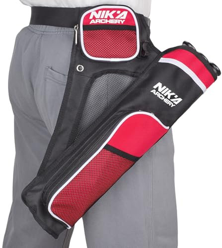 ELONG OUTDOOR Carquois de tir à l'arc pour flèches, carquois avec 3 tubes de flèches protégés, ceinture réglable pour adolescents, adultes, tir à l'arc