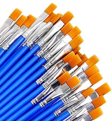 30 Stück Pinsel Set, Blau Nylon Flache Pinsel 15mm x 17cm Kleine Künstlerpinsel für Aquarell Ölgemälde Körper Gesicht Felsen Leinwand, Gemälde Liebhaber Zeichnen Basteln