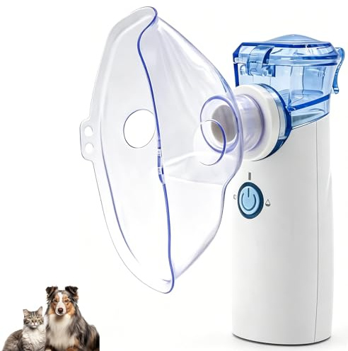 Pepultech Tragbarer Katzen-Vernebler, Handvernebler mit kühlem Nebel für Hunde, Haustiere, über USB wiederaufladbar, Tierarzt-Vernebler, Dampfinhalator für Zuhause, Büro, bei Atemproblemen