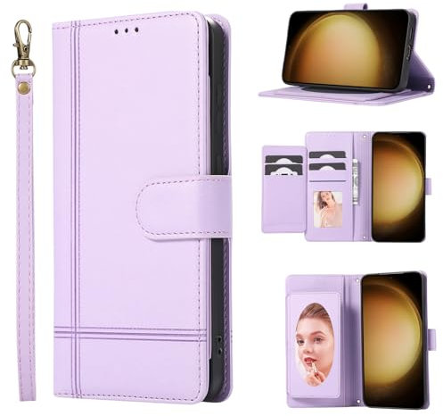 Wuhaizher for iPhone XR Case Mirror Shockproof Leather Flip Folio Wallet Cover for Girls Women with Stand Card Holder Magnetic Closure Protective Phone Case for iPhone XR, Purple