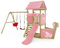 Wickey Spielturm DinkyHouse Piratenschiff - pastellpinke Rutsche & Plane - Kinder Kletterturm für den Garten aus Massivholz - 372x317x247 cm
