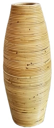 Rattanvase 50 cm hohe Bodenvase geflochtener Korbhalter für die Inneneinrichtung künstlerisch-dekorative Behälter aus getrockneten Pampasblumen als Tischdekoration im Bücherregal