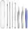 Wanmu Juego de 7 piezas para eliminar puntos negros y espinillas, de acero inoxidable, herramienta profesional para eliminar acné, exprimidor de comedones, pinzas con caja para todo tipo de pieles