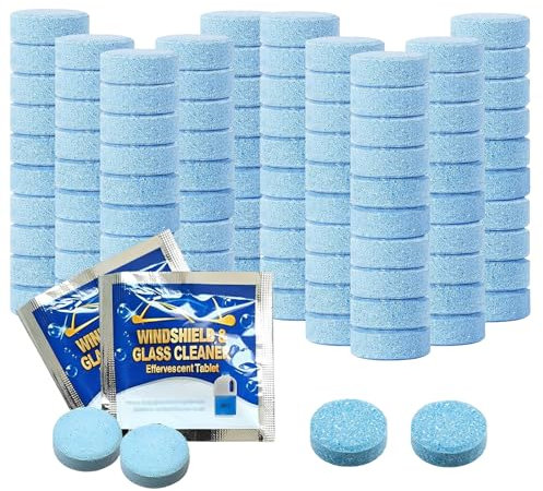 Screenwash Tablets 100 Pcs,Screen Wash Tablets,Screen Wash Tablet for Cars for Cars Windshield Glass KitchenWindows Cleaning Concentrated Solid Fluid Detergent