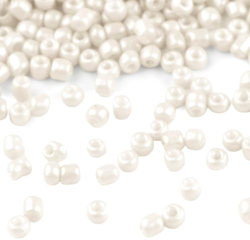 Rocailles Glasperlen 50g 2mm Rocaillesperlen Perlen fädeln Schmuck basteln, Farbe:creme