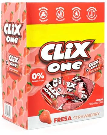 Estuche 150 Chicles Sin Azúcar – Sabor Menta, Fresa, Hierbabuena o Regaliz Rojo | Sin Gluten | Formato Ahorro Ideal para Oficina o Bolsillo (150U, Fresa)