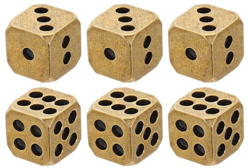 BESPORTBLE 6stücke Messing Handwerk Solide Würfel Requisiten Delicate Spiel Spielen Kleine Würfel Spielzeug