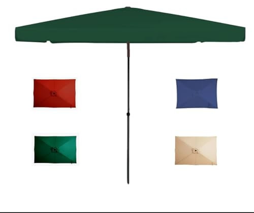 Ombrellone da giardino regolabile, 3 x 3 m, grande tettoia per patio, ombrellone da spiaggia rettangolare, parasole verde per uso esterno, perfetto per terrazza, giardino e spiaggia.