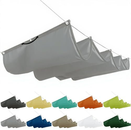pergola Voile d'attache, 2,5 x 3,5 m, protection solaire, en toile rétractable, avec cordes de montage, pour jardin, terrasse, gris clair, gris clair