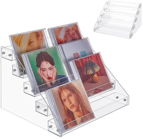 UNICRAFTALE Supporto per CD con 5 livelli in acrilico, trasparente, per CD, DVD, per conservare fino a 32 custodie standard, 30,5 x 26 x 20 cm