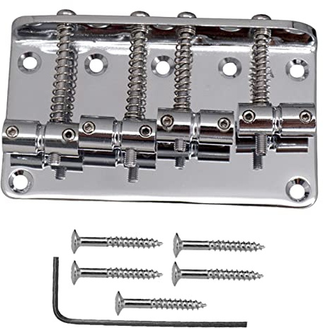 Cordiera regolabile per ponte basso, 80 mm, 4 corde, con viti, per basso argentato, 8 cm