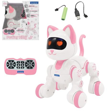 Lexibook, Power Kitty Jr Roboterkatze, KIT01LXB | programmierbares MINT-Spielzeug, interaktive Augen, wiederaufladbarer Akku, Fernbedienung