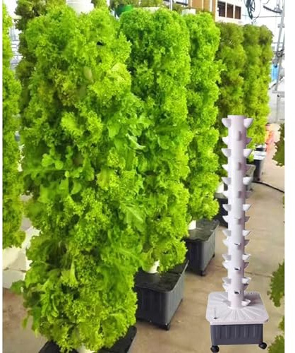 RRrawgff Vertikaler Turm für Hydrokultur-Anbausystem im Garten, 15 Etagen, 45 Löcher, Hydrokultur-Turm-Set, vertikales Hydrokultur-Anbausystem, Hydrokultur-Anbausystem für Gewächshäuser auf Bauernhöf