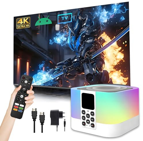 Z1 MIX Android 15.0 Bluetooth Speaker TV Box 4K, 2025 Smart Cube Speaker with Lights, H313 Quad-core, 2.4GHz + 5GHz WiFi, TV Speakers Wireless for Home/Party/Outdoor