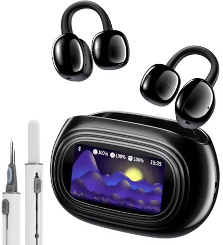 kentfaith AI Auricolari Traduttore a Clip, Traduzione Istantanea in Tempo Reale, 150 Lingue & 16 Offline, Bluetooth 6.0, Custodia di Ricarica con Touch, Ideale per Viaggi, Studio, Business - Nero