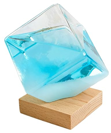 Sturmglas, Würfelform Wettervorhersage Flasche Wetterstation Mit Sockel, Wetterglas Storm Glass Tischdekoration Für Zuhause, Schlafzimmer Und Garten 11x11x14 Cm