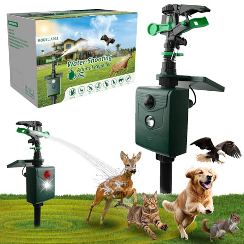 Animal Repellent Motion-Activated Water Sprinkler, Solar Powered Outdoor Deterrent for Cats, Dogs, Deer, Squirrels & Raccoons, Lawn and Garden Protection