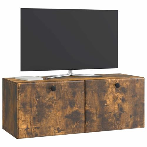 vidaXL Wandmontierter TV-Schrank 78,5 x 31 x 30 cm Geräucherte Eiche, Wohnzimmeraufbewahrung, moderner Schrank, Wand-TV-Ständer, rechteckiges Design, viel Platz, praktische Möbel