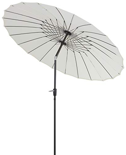 Outsunny Parasol de jardin Parasol droit Parasol inclinable rond avec 24 baleines manivelle aluminium fibre de verre polyester diamètre 2,60 m coloris crème