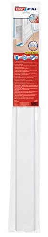 tesamoll Zugluftstopper für glatte Böden - Zuschneidbare Türdichtung zum Schutz vor Zugluft - mit Schallschutz - 95 cm x 25 mm, kürzbar - Weiß