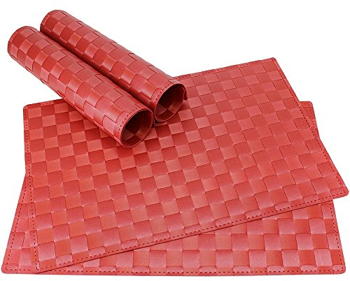 matches21 Tischset Platzset MODERN Platzmatten 4er Set geflochten Kunststoff 45x30 cm Rot/abwaschbar