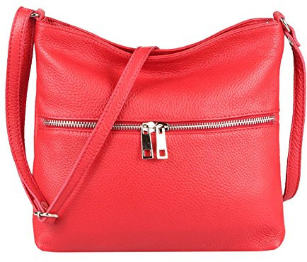 OBC Damen Leder Tasche Cross Body Schultertasche City Bag Crossover Umhängetasche Henkeltasche Clutch Ledertasche Damentasche (Rot 28x26x2 cm)