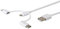Monoprice 3-in-1 Multiport USB to USB Micro-B + USB-C + Lightning Charging Cable - 3 Feet, White - Essential Series
