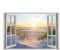 nikima Schönes für Kinder 153 Wandtattoo Fenster - Ostseestrand Maritim - in 5 Größen - Sonnenuntergang Wandbild Wanddeko -Größe 1000 x 670 mm