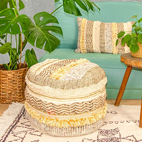 Marokkanisch Hocker - Mischung aus Reiner Wolle und Baumwolle - Füllstoff Nicht im Lieferumfang enthalten - 35x45cm - Round Hocker Ottomane Handarbeits-Patchwork mit Handarbeit Pouf Pouffe