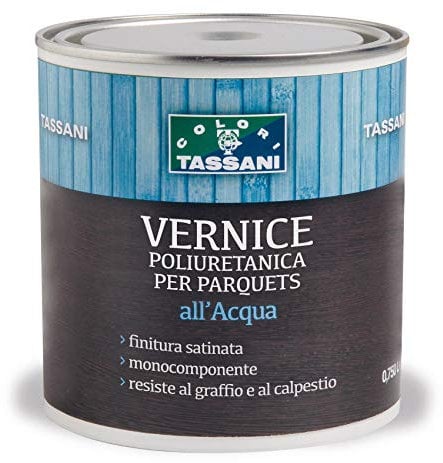 Vernice Satinata Poliuretanica ad Acqua per Parquet Legno Tassani Lt. 075