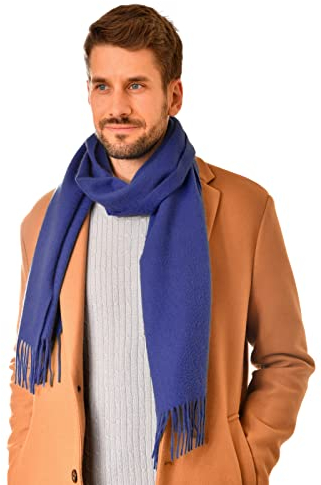 MayTree Kaschmir-Schal für Damen und Herren - Weicher Wollschal aus 100% Kaschmir, einfarbig, 180 x 30 cm - Luxuriöser Winter-Schal - Jeansblau