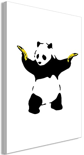 murando - Wandbilder Banksy Bad Panda 40x60 cm Vlies Leinwandbild 1 tlg Kunstdruck modern Wandbilder Wanddekoration Design Wand Bild - with Gun Bananen Graffiti Street Art g-C-0219-b-a