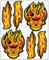 Biomar Labs® Set (6 stück) Vinyl Aufkleber Autoaufkleber Stickers Schädel Totenkopf Feuer Flammen Skull Fire Auto Moto Motorrad Helm Fahrrad Scooter Fenster D 80