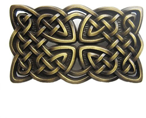 JEAN'S FRIEND Gürtelschnalle im Vintage-Stil, bronzefarben, rechteckig, keltischer Knoten, Antik-Bronze-beschichtet, Einheitsgröße