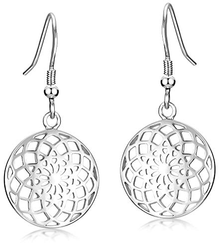 MATERIA Ohrhänger Silber 925 Damen - Lebensblume Blume Ornament rund SO-451-Silber
