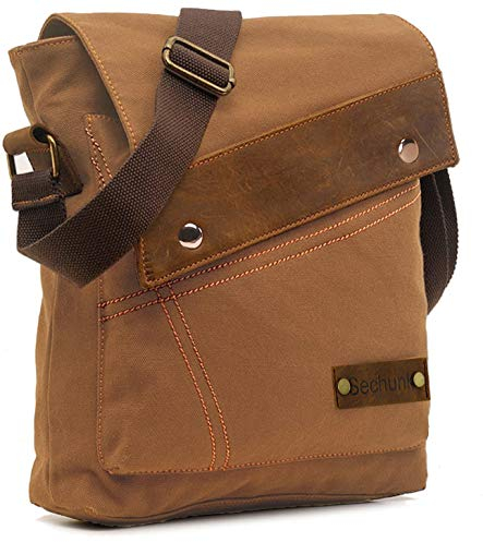 Sechunk Canvas Messenger Bags Umhängetaschen Crossbody Taschen börse Daypack für Männer Frauen (Gelb)