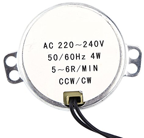 Synchronmotor AC 220-240V 4W CW/CCW Getriebemotor Elektromotor mit Geringem Verbrauch Großem Drehmoment Geringem Geräuschpegel für Heizung Kunsthandwerk Lampen Beleuchtung (5-6RPM)