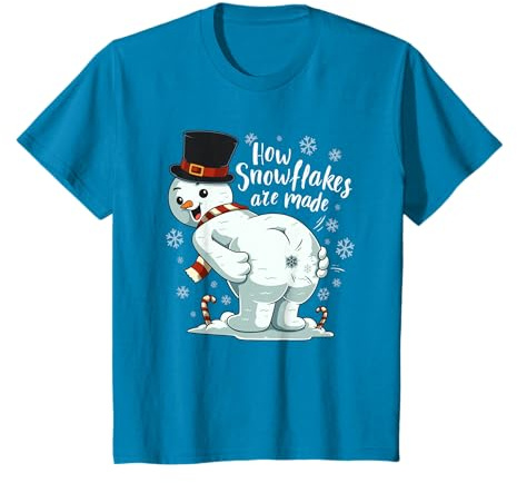 Un bonhomme de neige qui pète fait des flocons de neige en T-Shirt