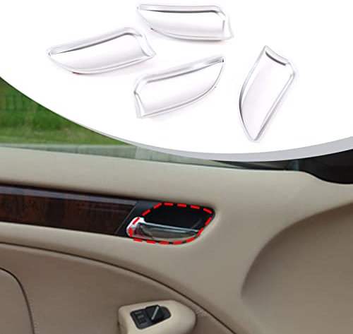 DIYUCAR 4 x Karbonfaser-Innen-Türgriff-Abdeckungs-Aufkleber für 3er-Serie 4. E46 320i 325i 330i 335i 340i M3 1998–2004 (Silber)