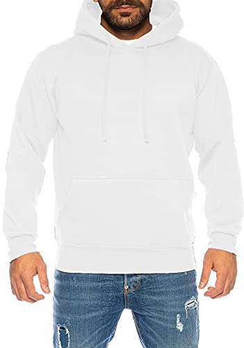 Raff & Taff Hoodie Kapuzenpullover Sweatshirt Sweater Pullover | S - 8XL | Sport Alltag Freizeit | Premium Baumwolle Fleece Innenseite (RT-H-401-Weiß, L)