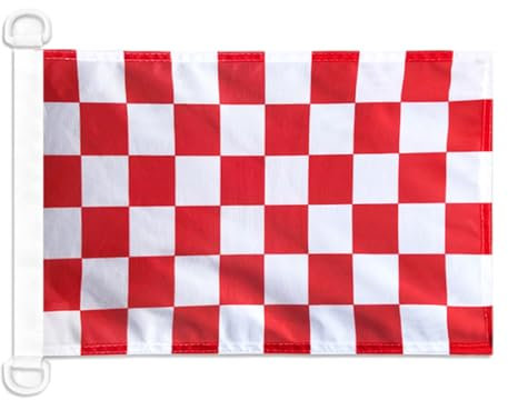 AZ FLAG Bandiera Navale A Scacchi Rossi E Bianchi 45x30cm - Bandiera Maritima Scacchiera Rossa E Bianca 30 x 45 cm speciale Nautismo, Padiglione Nautico