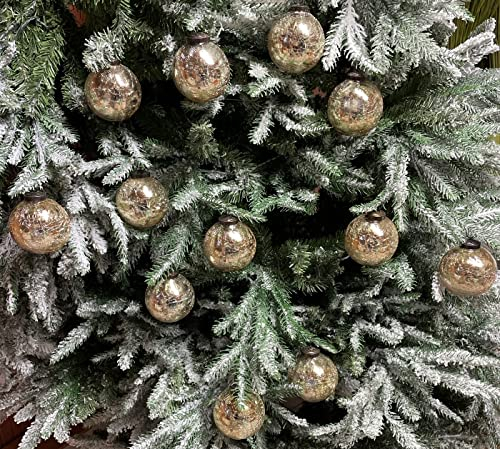 12er Set edle Luxus Glas Weihnachtskugeln Ø 8cm Weihnachtsbaum Kugeln Christbaumkugeln Weihnachts Deko (12 Stück Gold Crackle)