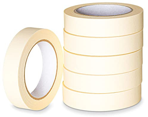 K-One Pack of 6 Masking Tape | 24mm X 50m Rolls | Ideal for Painters, Decorators Professional & DIY Use | Painting Office, Home, Crafts & more