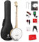 Vangoa Banjo 5 Saiten volle Größe offener Rücken Ahorn Banjo Set mit mattiertem Remo Kopf, Anfänger Kit, 38 Zoll