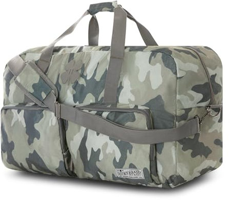 Lucky 65L Travel Duffel Bag, Gym Bag and Duffle Bag for Men, Foldable Overnight Bag for Women & Men with Adjustable Shoulder Strap - Camo
