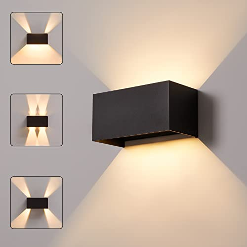 CELAVY LED Wandleuchte Wandlampe innen aussen, Außenlampe Außenleuchte Wand IP65 Modern Aussenleuchte UP Down Außenwandleuchte Wandbeleuchtung Einstellbar Lichtstrahl Wohnzimmer Balkon Flur, Schwarz