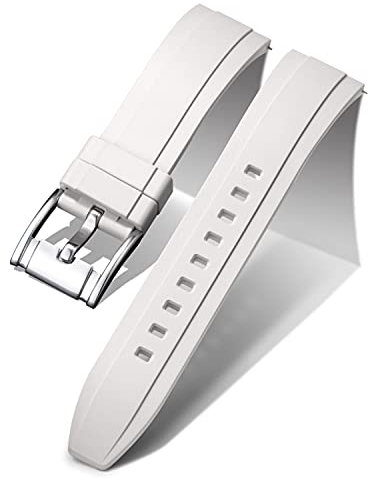 BINLUN Silikon Uhrenarmbänder Schnellverschluss Gummi Uhrenarmband Smartwatch Armband Ersatz Wasserdichte Sport Kautschuk Uhrenband für Herren und Damen (22mm, Weiß)